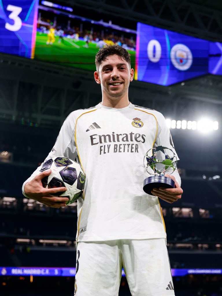 Federico Valverde, wins Man of the Match in Madrid's 3-0 win over Manchester City - Photo Credit : Real Madrid, X
