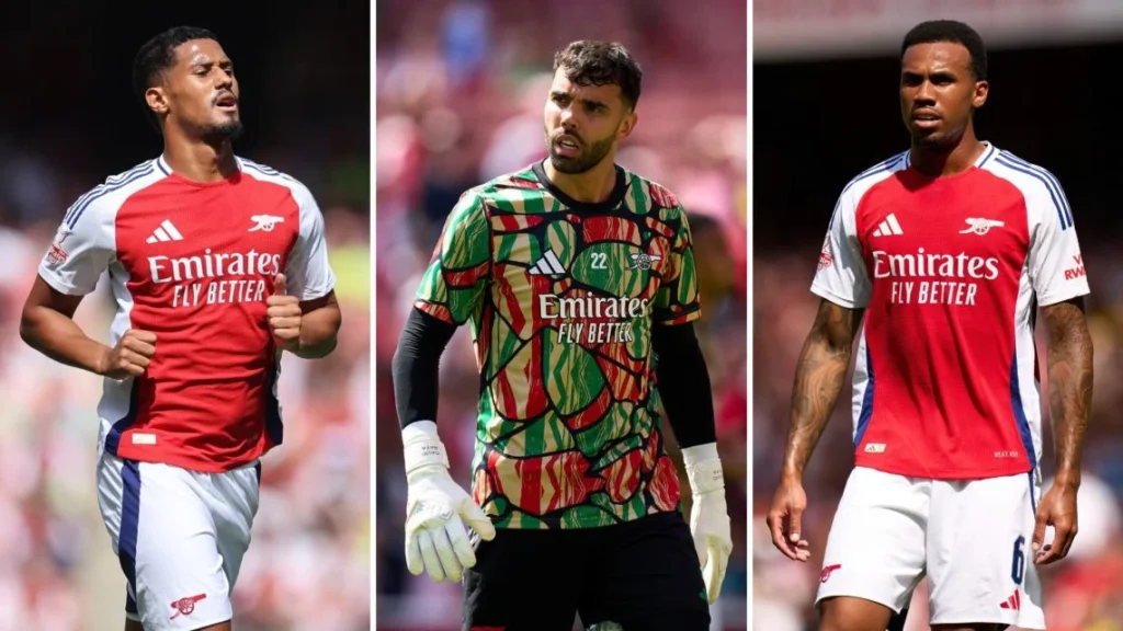 Gabriel Magalhães, William Saliba, and goalkeeper David Raya - Photo Credit : Arsenalinsider