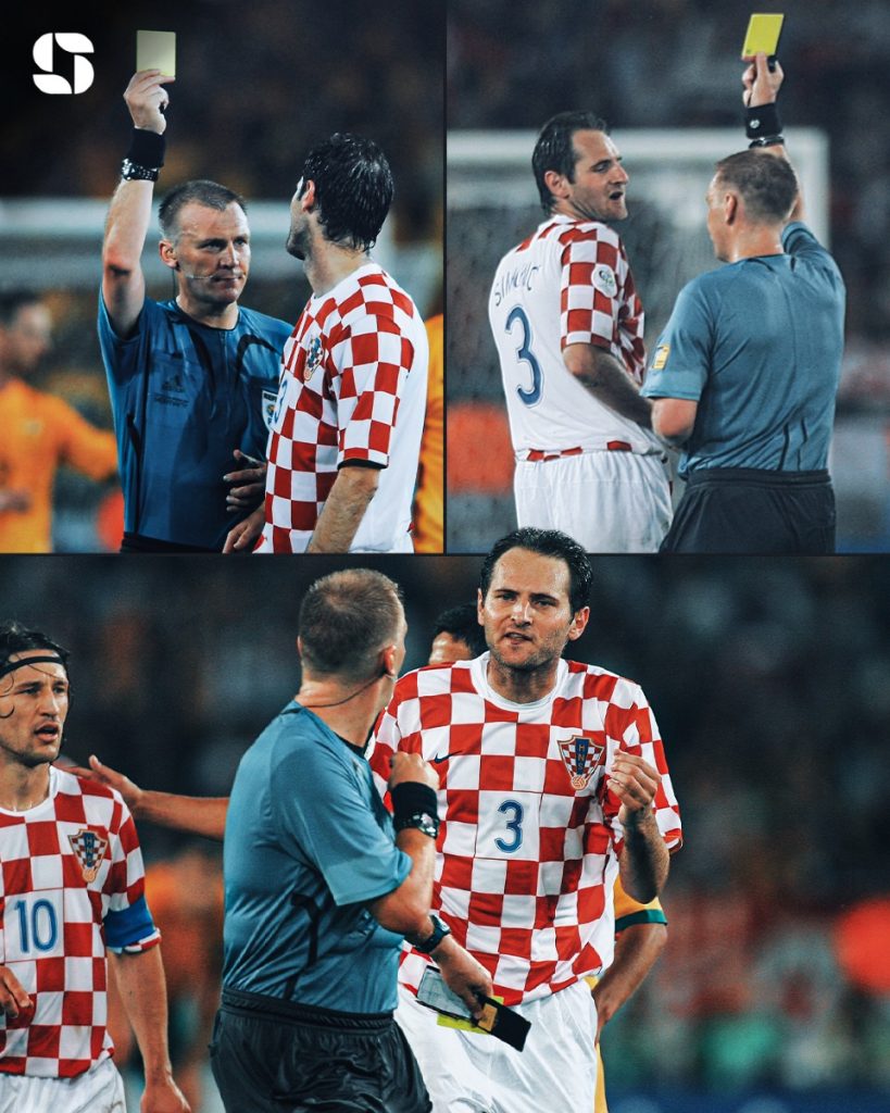 Graham Poll's infamous 3 yellow cards to Croatia's Josip Simunic vs Australia 2006 - Photo Credit : Squawka Football﻿
