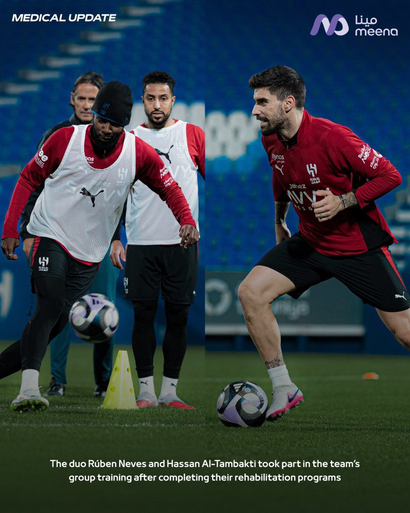 Hassan & Ruben back in trainig- Photo credit: AlHilal Saudi Club via X