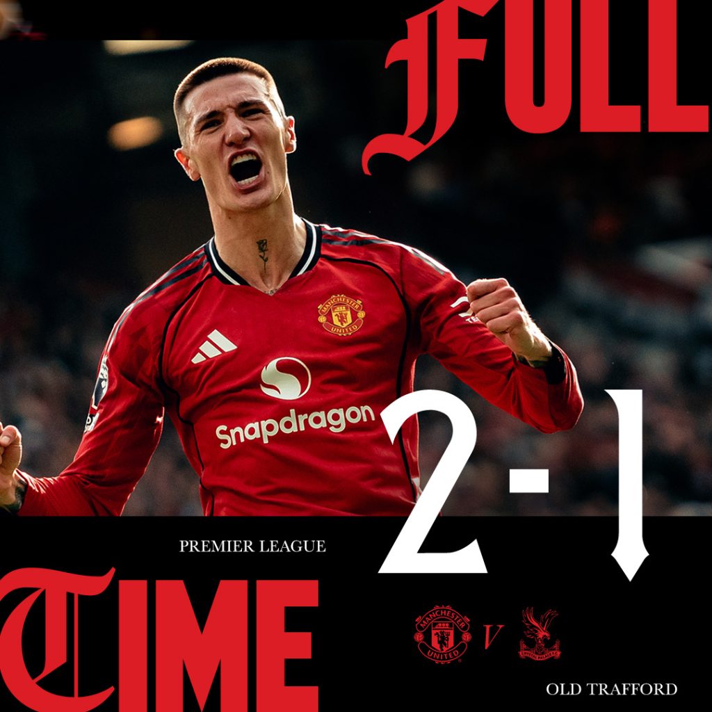 Manchester United 2-1 Crystal Palace: Carrick’s Side Deliver Stunning Comeback - Photo Credit : Manchester United, X