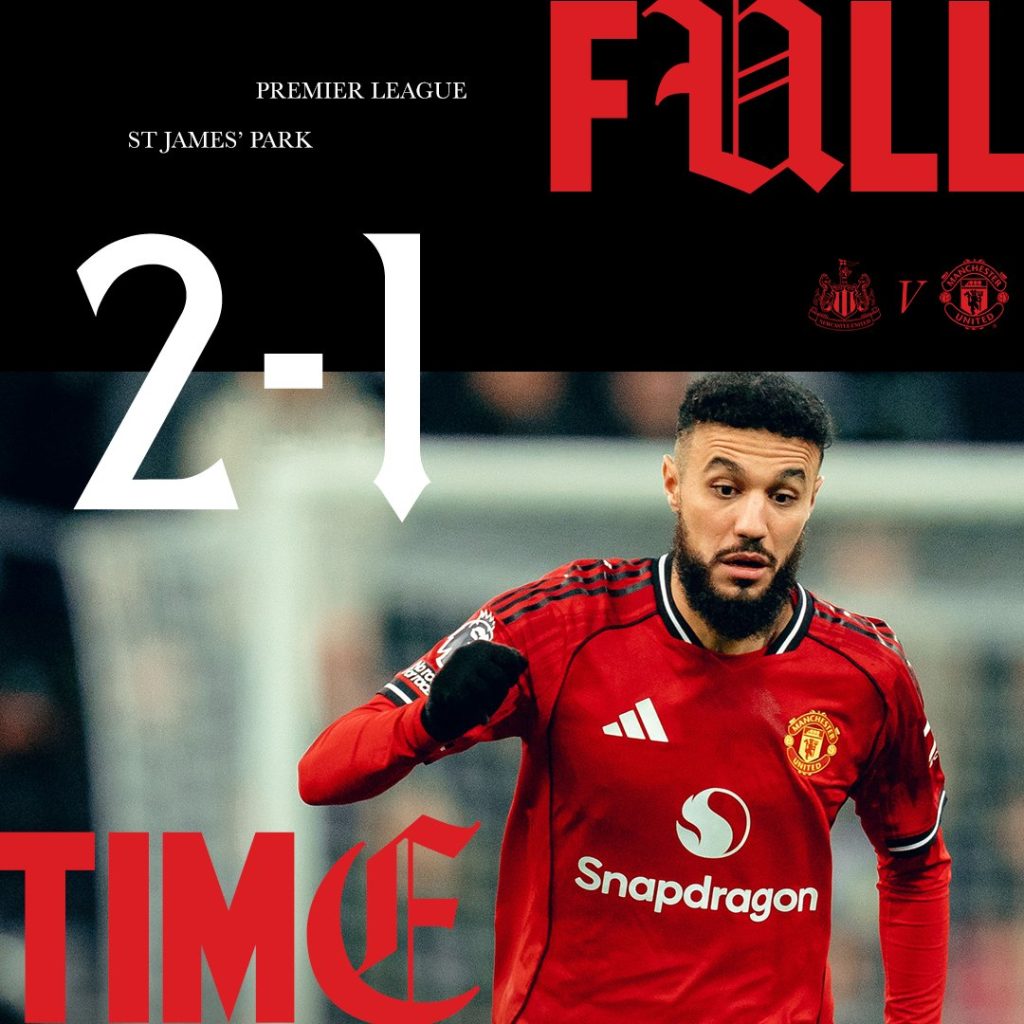 Manchester United Suffer First Defeat Under Carrick After 2–1 Loss to 10-Man Newcastle - Photo Credit : Manchester United, X