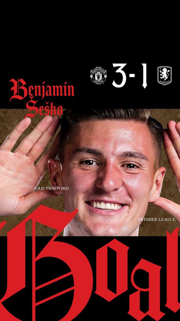 Manchester United beat Aston Villa 3–1 to consolidate the third position - Photo Credit : Manchester United, X