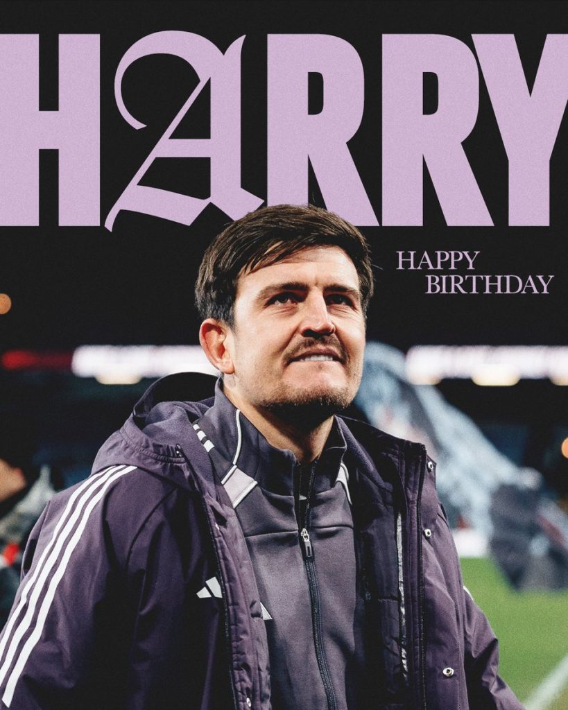 Manchester United wish Defender Harry maquire happy birthday - Photo Credit : Manchester United, X