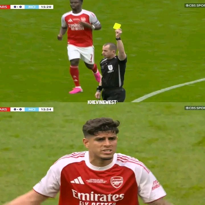 Piero Hincapié recieves Yellow card in 25/26 EFL Final - Photo Credit : Gabriel Mautin Hosu, Facebook