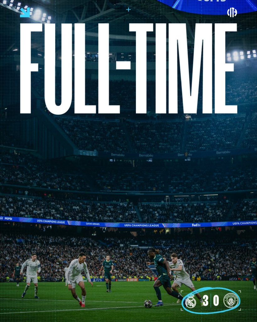 Real Madrid Thrash Manchester City 3–0 - Photo Credit : Manchester City, X