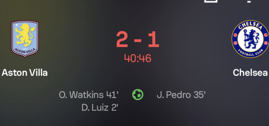 Chelsea Take 2-1 First-Half Lead Over Aston Villa in Crucial Clash - Photo Credit : Softfootball Media