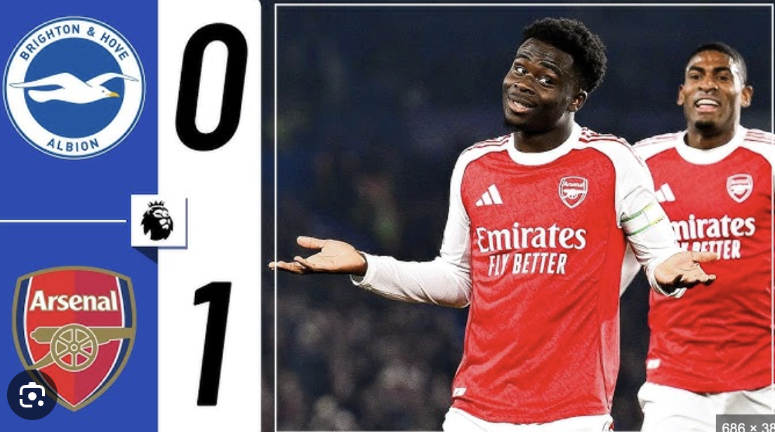 Arsenal Edge Brighton 1-0 to Maintain Premier League Lead - Photo Credit : Softfootball Media