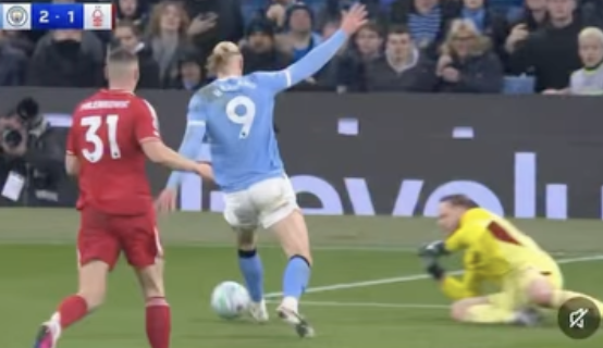  when Erling Haaland went down in the penalty area while the score was 2–1 in favour of Manchester City - Photo Credit : Beyond the Match, Facebook