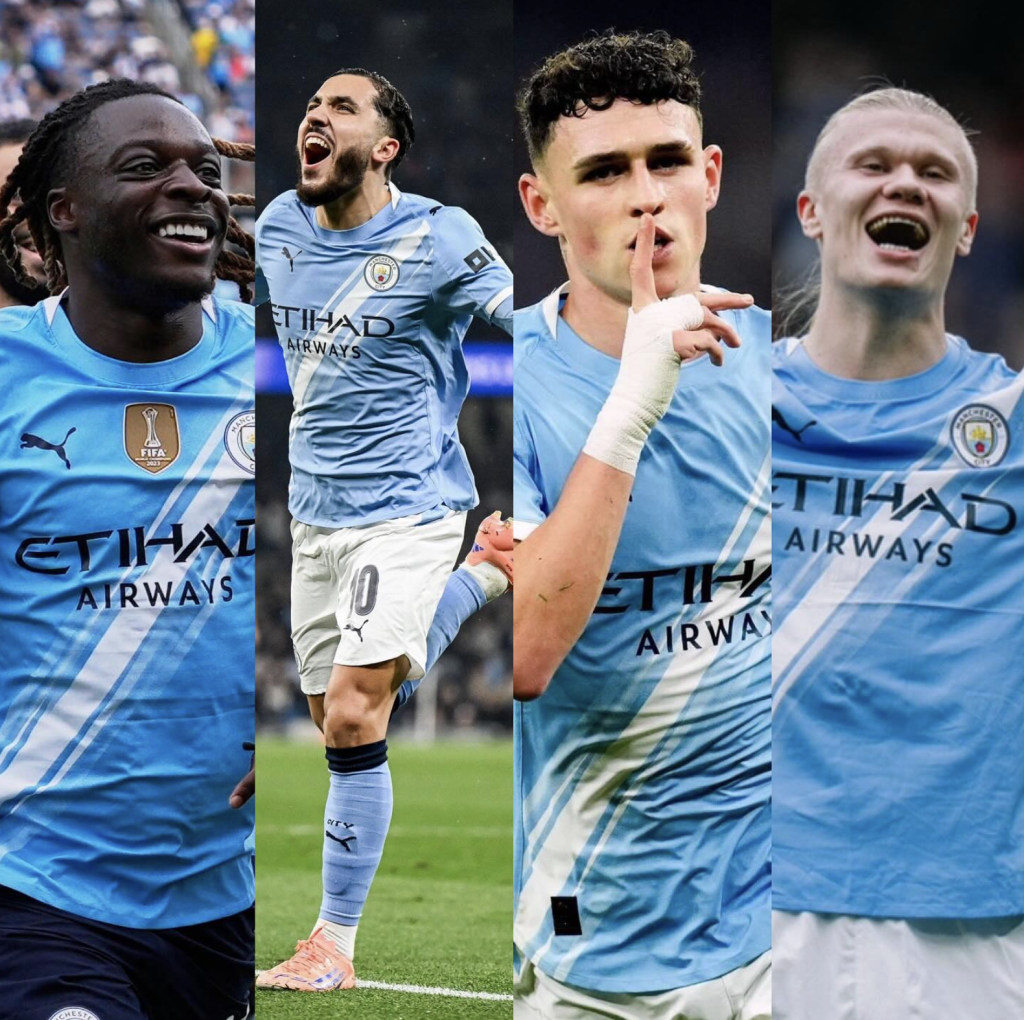Jeremy Doku, Rayan Cherki, Phil Foden and Erling Haaland - Photo Credit : man.city_army, Threads