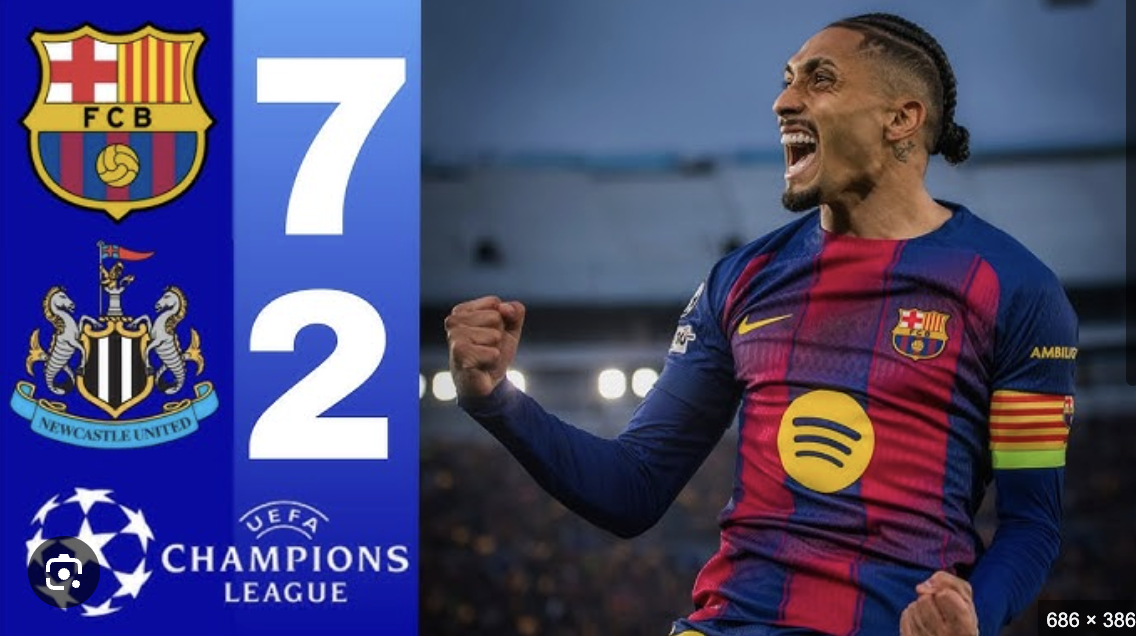 Barcelona Thrash Newcastle 7:2 to Reach Champions League Quarterfinals - Photo Credit : Softfootball Media