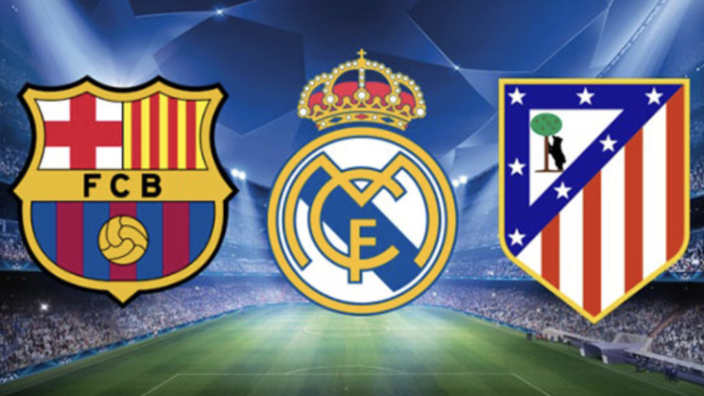 Real Madrid, Atlético Madrid, and Barcelona logos - Photo Credit : Softfootball, Media