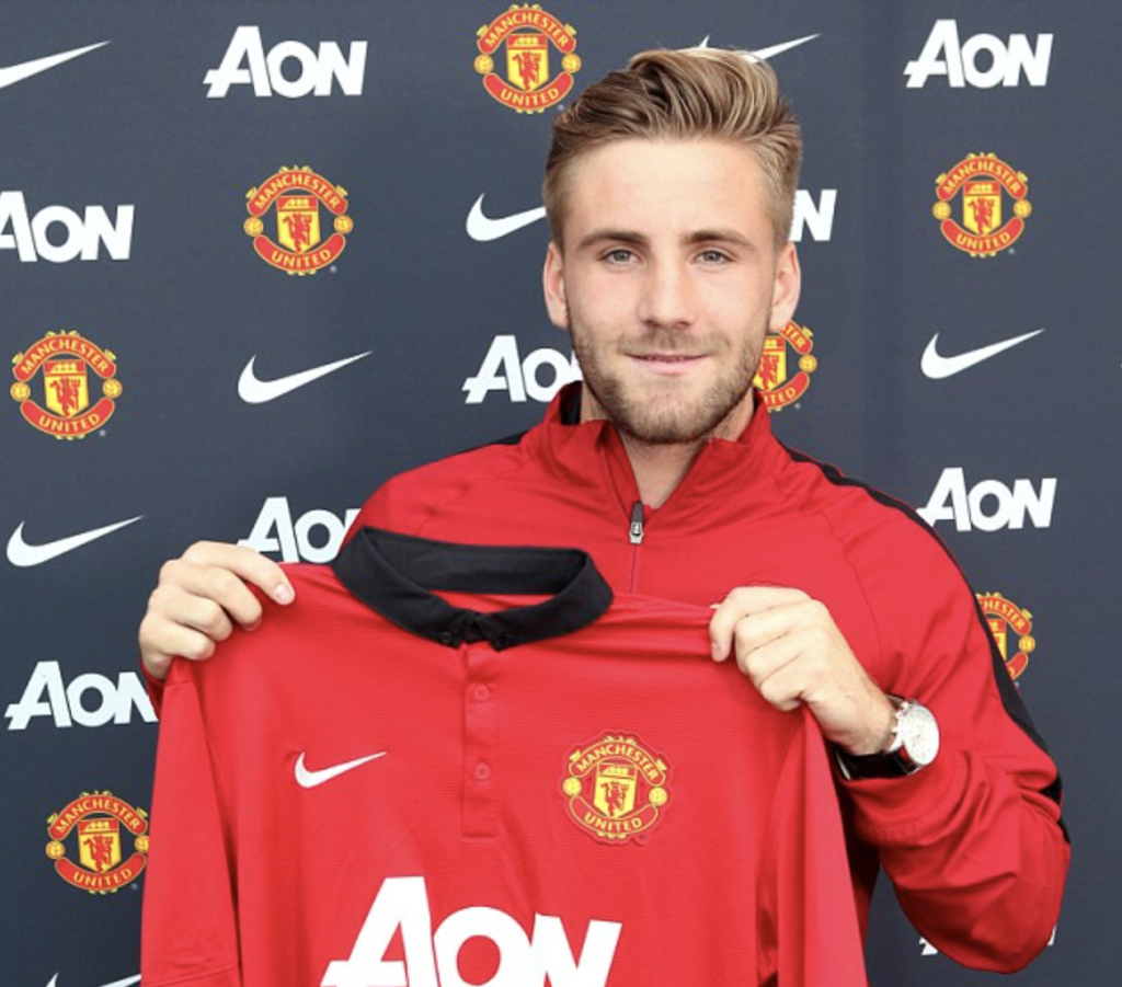 Beaming: Luke Shaw completed his £31.5m move to Manchester United from Southampton - Photo Credit : DailyMail