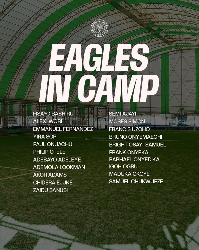 Super Eagles Squad List for March 2026 International Break - Photo Credit : Super Eagles, X
