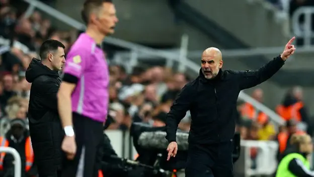 Guardiola reacted furiously on the touchline and confronted fourth official Lewis Smith. (PHOTO CREDIT: BBC sport media)