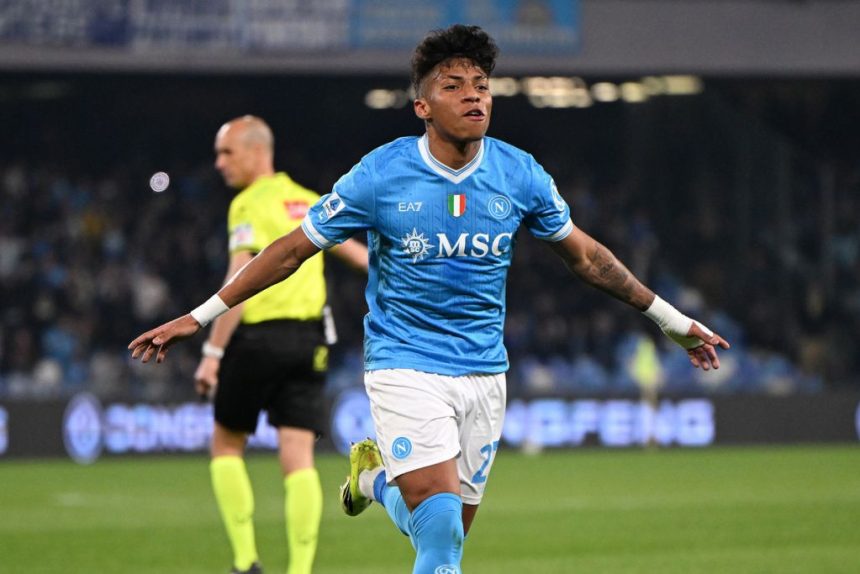 Alisson Santos of SSC Napoli celebrates after scoring his side first goal (photo credit: Getty images)