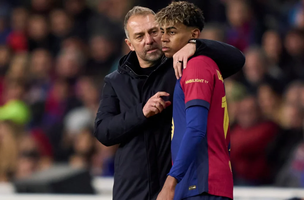 Hansi Flick and Lamine Yamal- Photo credit: barcablaugranes