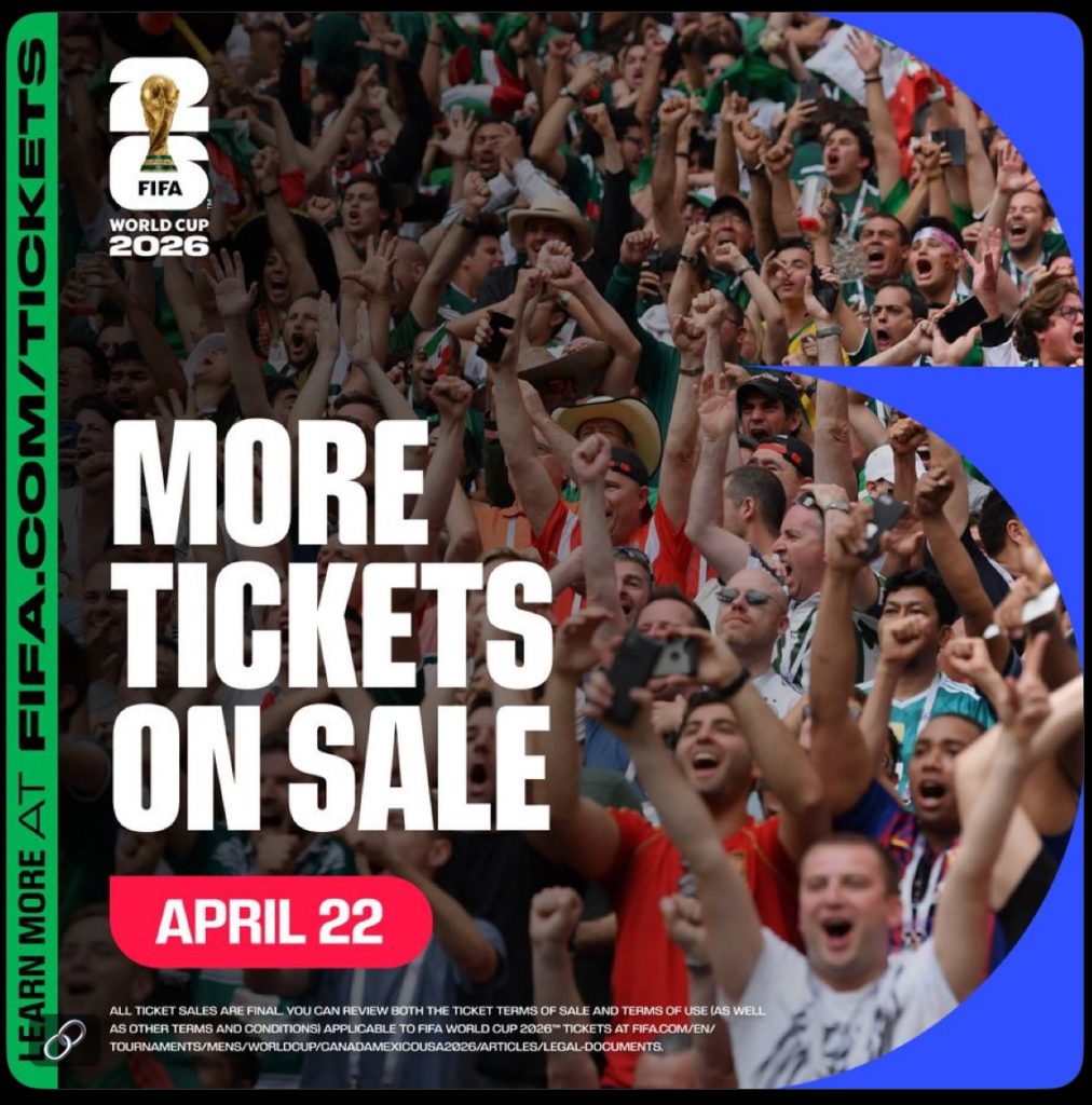Last-minute ticket sales phase for @FIFAWorldCup 2026 to drop on 22 April (Photo credit: FIFA via x)