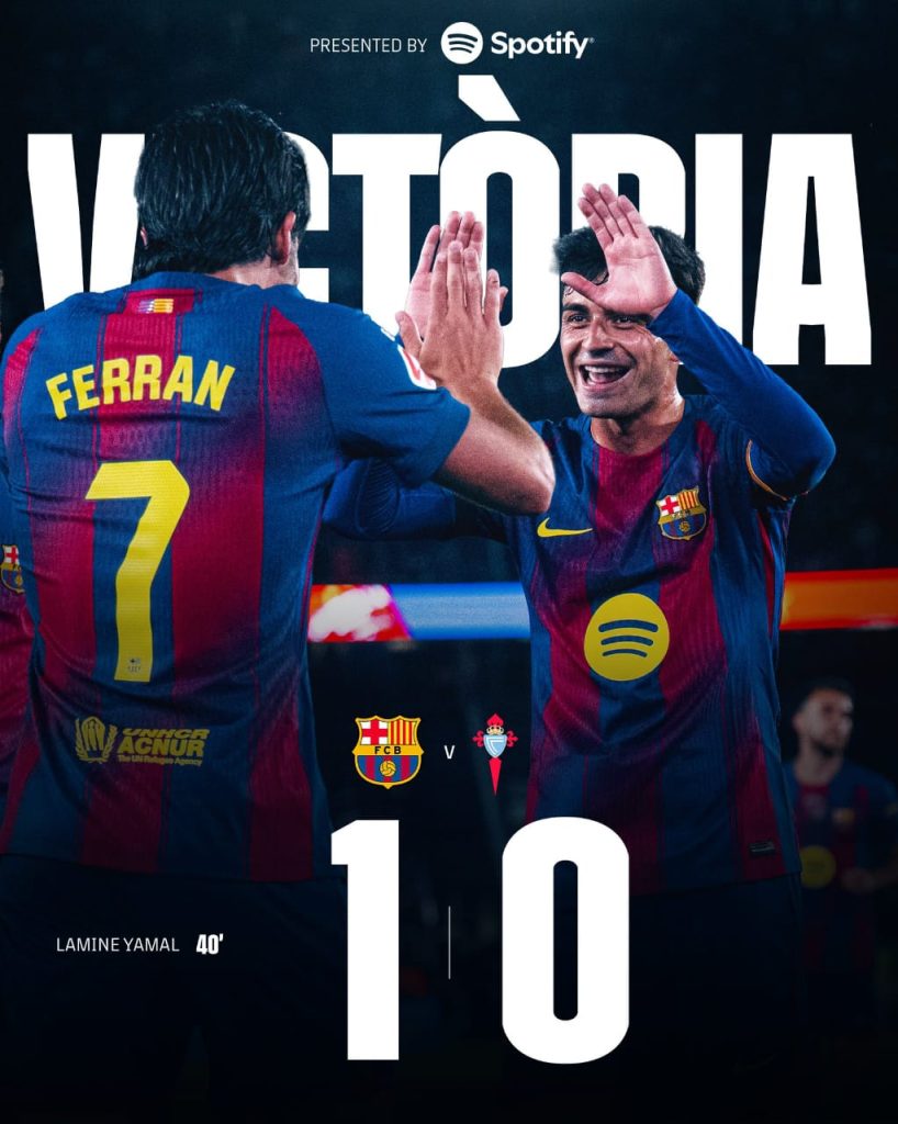 Barcelona beat Celta Vigo (photo credit: Barcelona x)