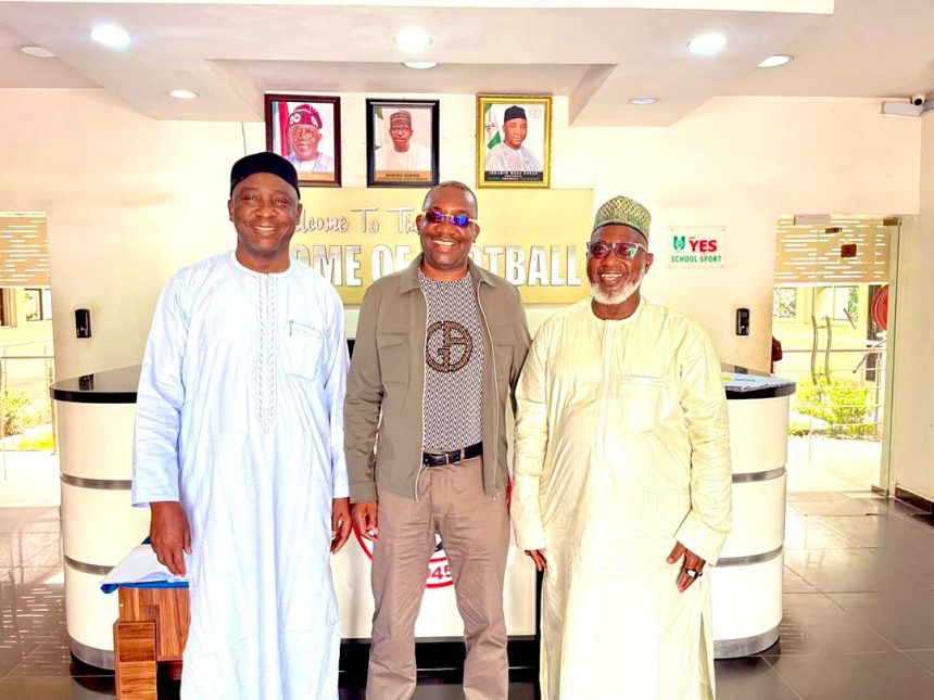 NFF president Ibrahim Gusau hosts Andrew Kamanga in Abuja (Photo credit: NFF via x)