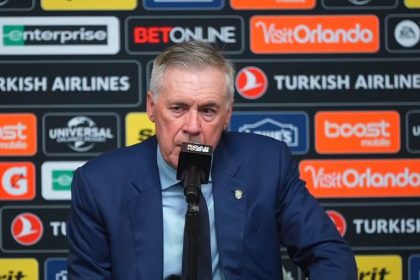 Carlo Ancelotti (photo credit: Fabrizio Romano via x)