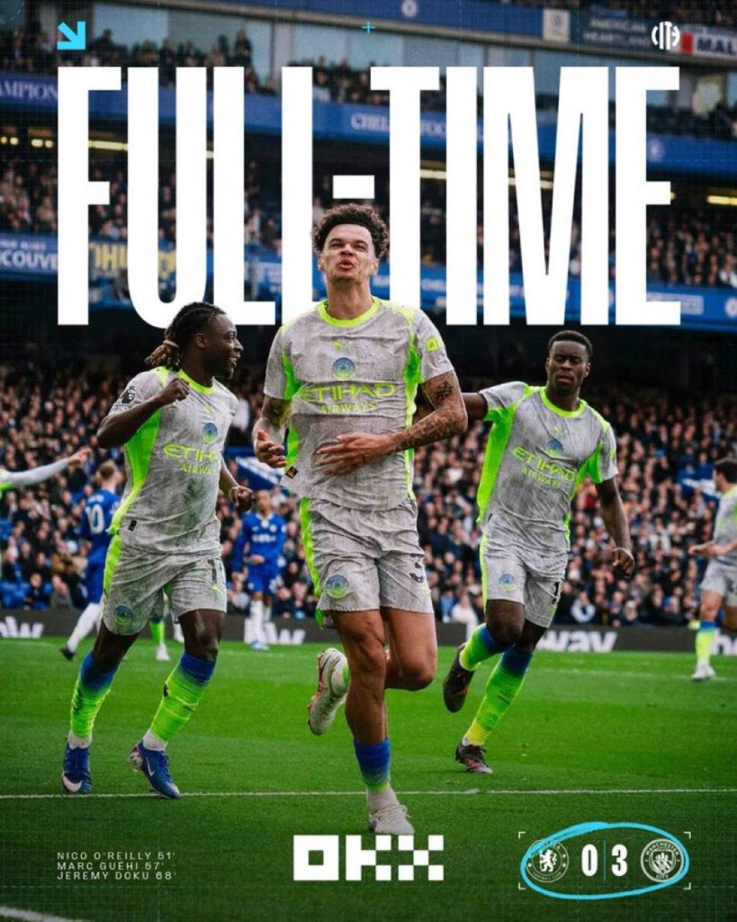 Man City beat Chelsea 3–0 (Photo credit: Manchester City media)