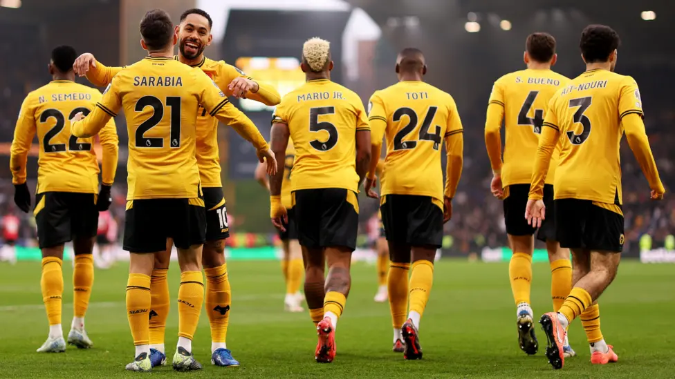 Wolves celebrating a goal. (photo credit: BBC media)
