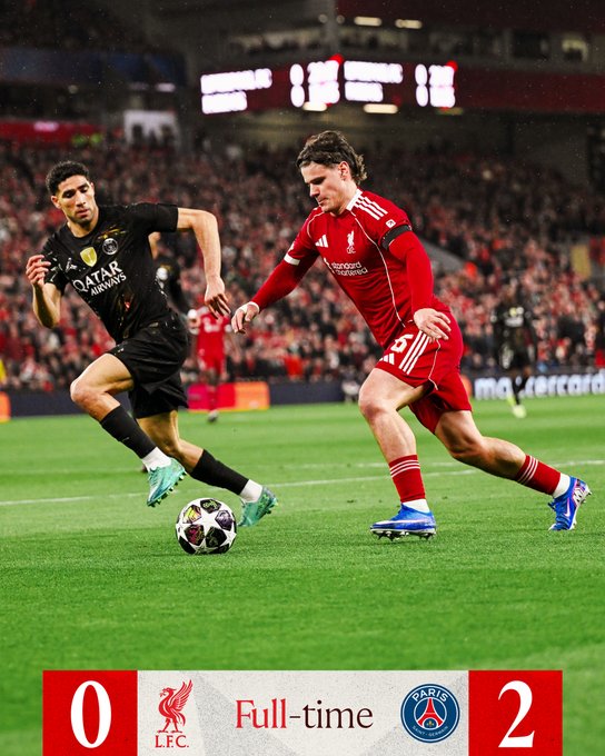 Liverpool 0-2 PSG. (photo credit : liverpool via x)