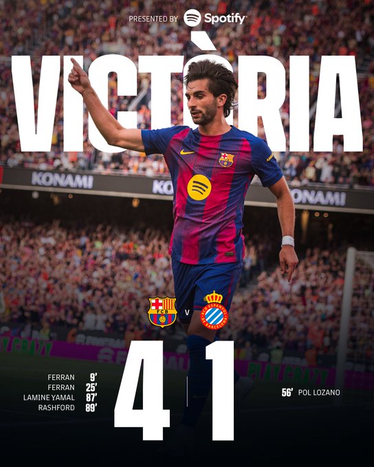 Barcelona 3-0 espanyol. (photo credit: barcelona via x)