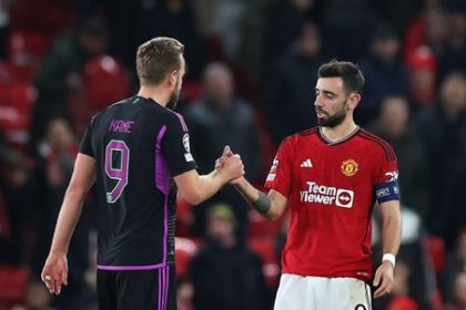 Harry Kane and Bruno fernandes. (photo credit: fabrizio romano via x)