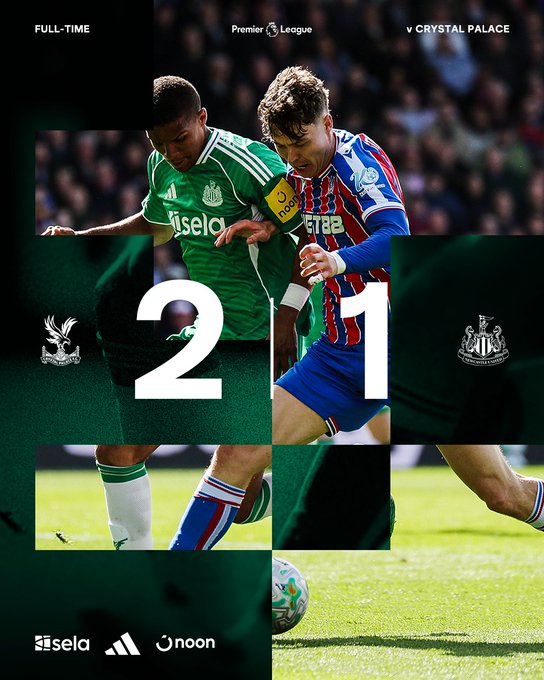 Crystal palace 2-1 Newcastle (photo credit: newcastle via x)