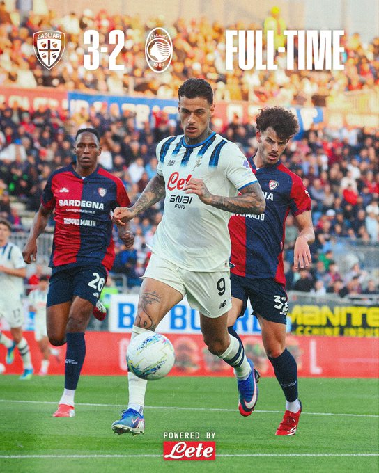 Atalanta 2-3 cagliari. (photo credit: atalanta via x)