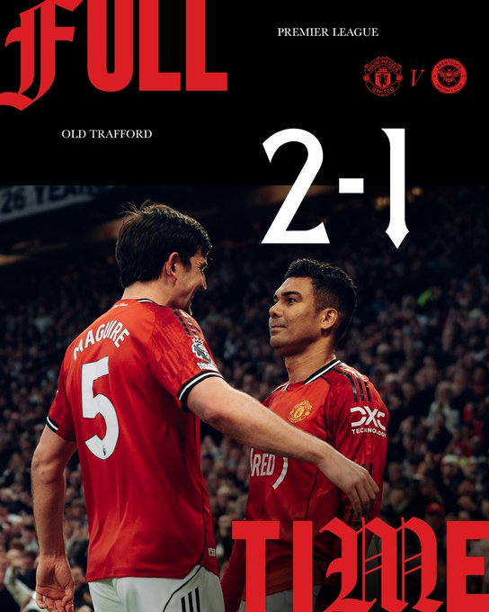 manchester united 2-1 brentford. (photo credit: manchester united via)
