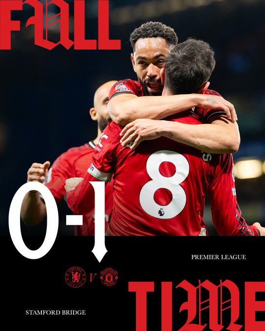 Chelsea 0-1 manchester united. (photo credit: man united via x)
