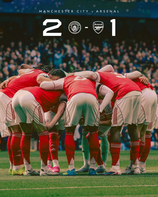 Man city 2-1 arsenal. (photo credit: arsenal via x)