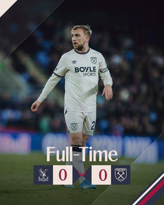 Westham united 0-0 crystal palace. (photo credit: westham united via x)