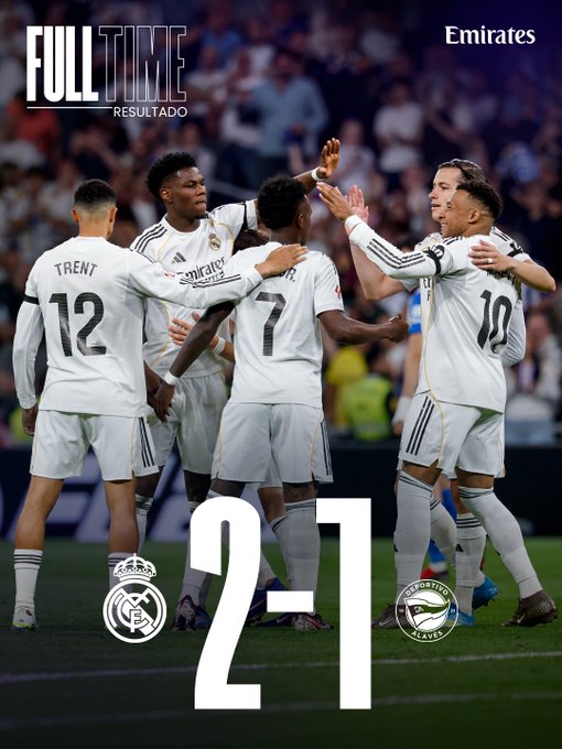 Real madrid 2-0 alaves. (photo credit: real madrid via x)