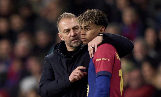 Hansi Flick and Lamine Yamal- Photo credit: barcablaugranes