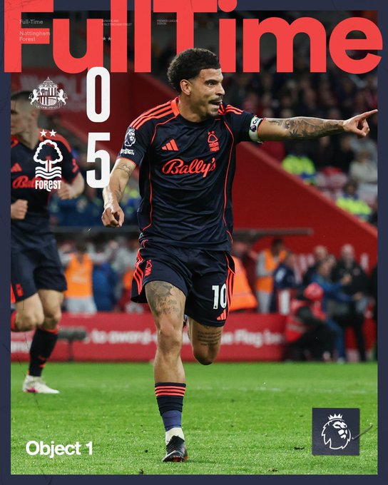 Sunderland 0-5 Nottingham forest. (photo credit: nottingham forest via x)