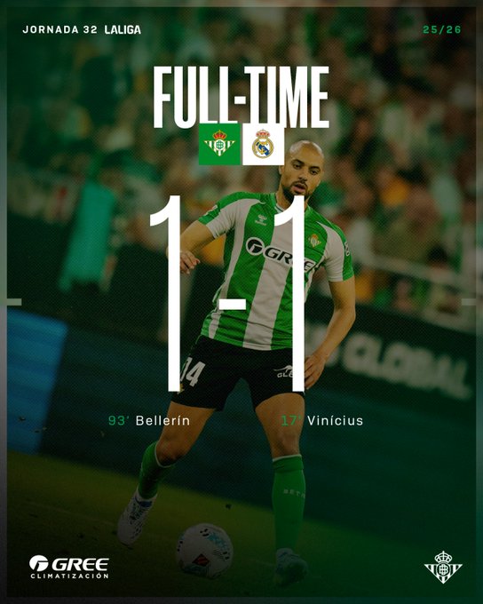 Real Betis 1-1 Real Madrid (photo credit: Real Betis via x)