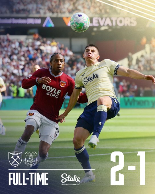 westham united 2-1 everton. (photo credit: everton via x)