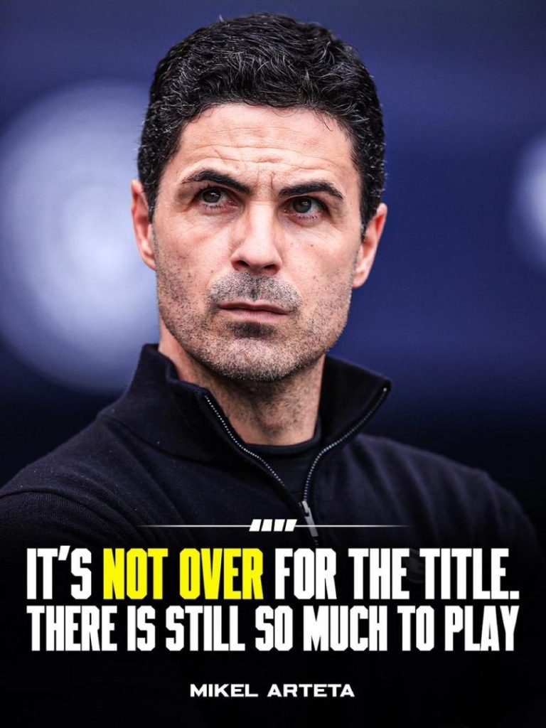 Mikel Arteta: “Title race over? No, there are five games for us and six for them (photo credit: Fabrizio Romano media)