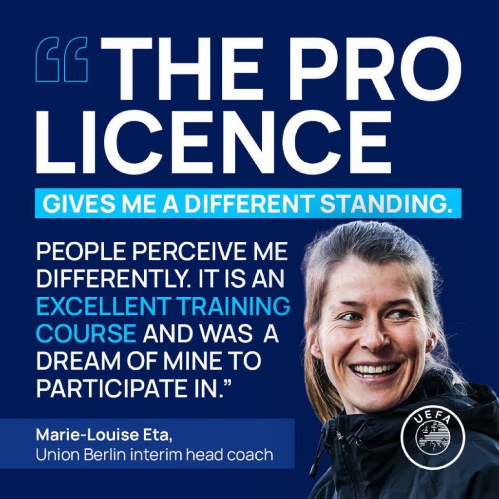 Marie-Louise Eta becomes first woman to manage in a top league (photo credit: UEFA via X)