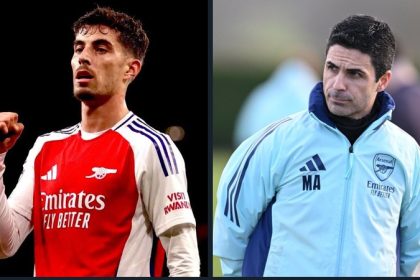 Mikel Arteta and Kai Havertz .(photo credit: fabrizio via x)