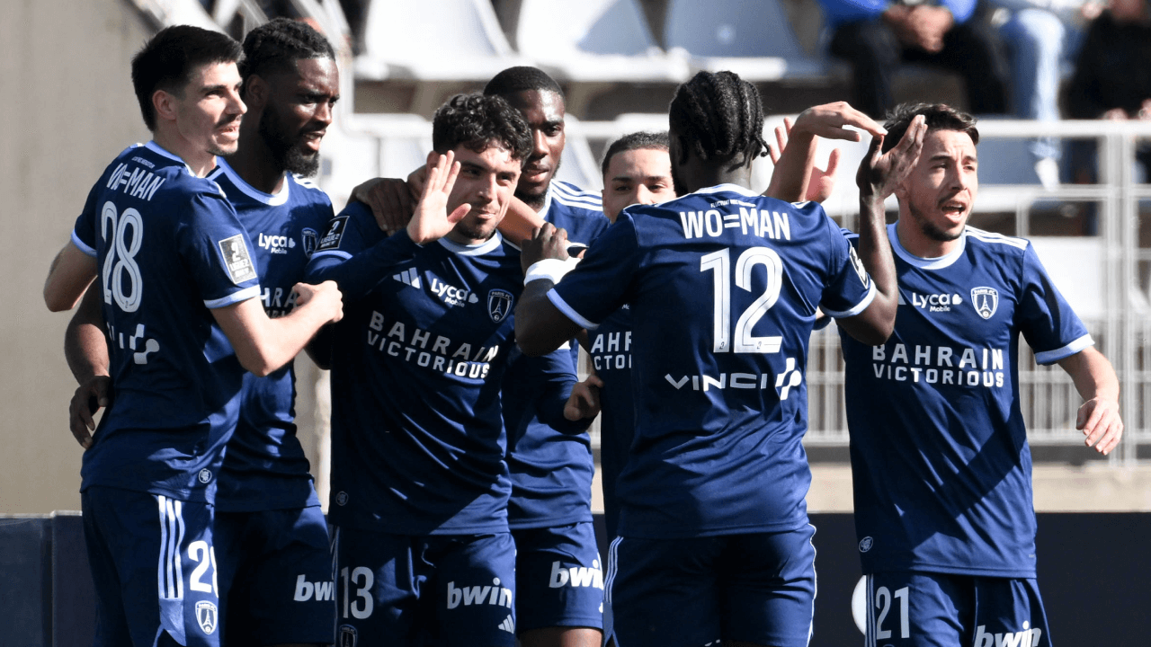 Paris Fc celebrating a goal. (Photo credit: Fotmob media)
