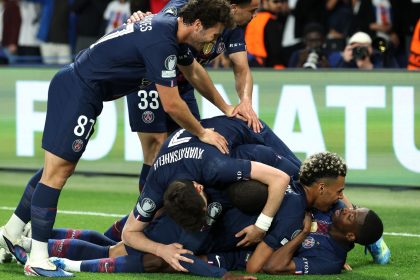 PSG players celebrating a goal (Phot credit: skysports media)