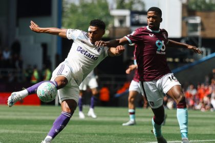 Olle Watkins vs Burnley players (Photo credit: Aston villa media)