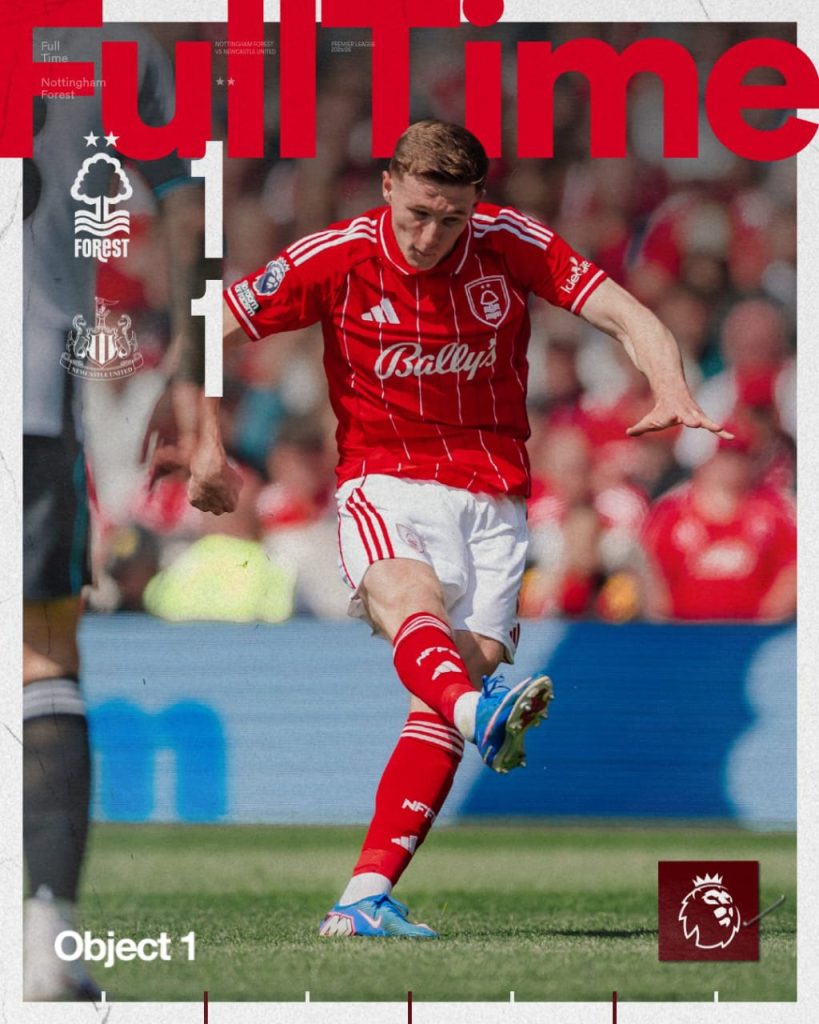 Forest 1-1 Newcastle (Photo credit: Nottingham forest media)