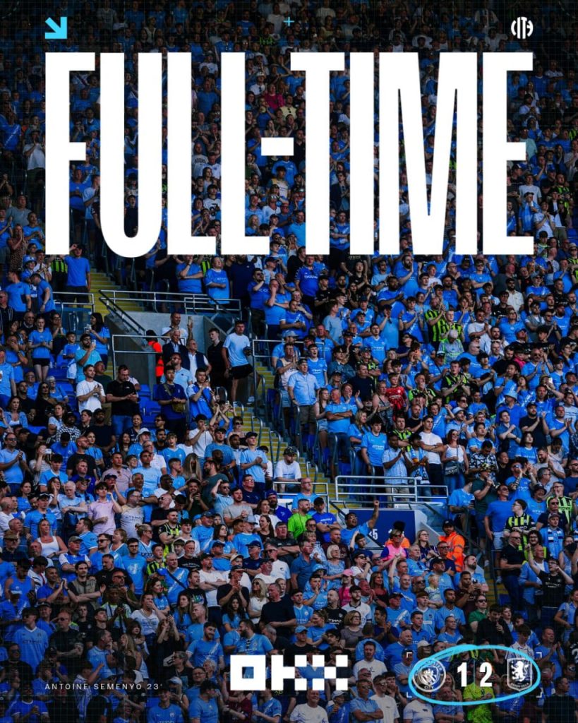 Aston Villa beat Manchester City 2-1 (Photo credit: Manchester city media)