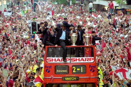 Manchester United historic 1999 Treble patrol (Photo credit: Manchester United media)